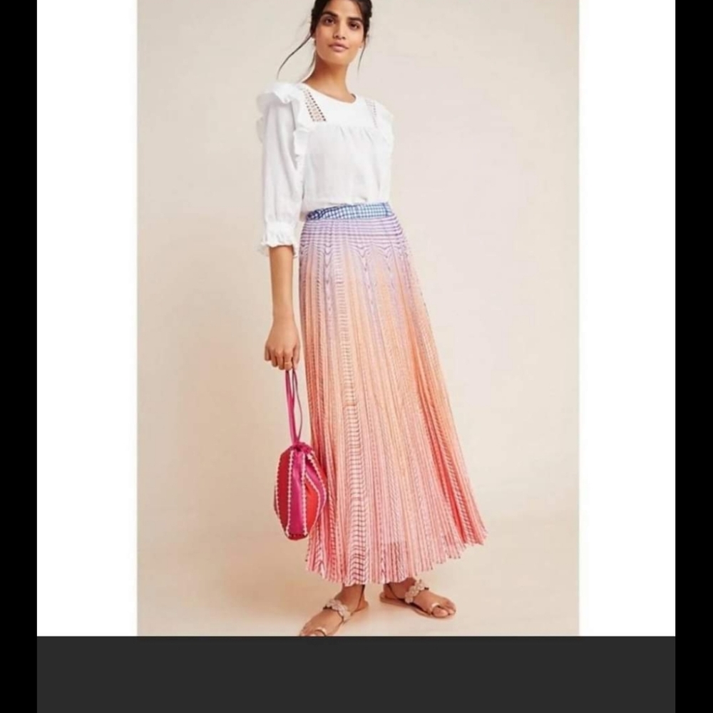 Anthropologie skirt orange, white and purple.